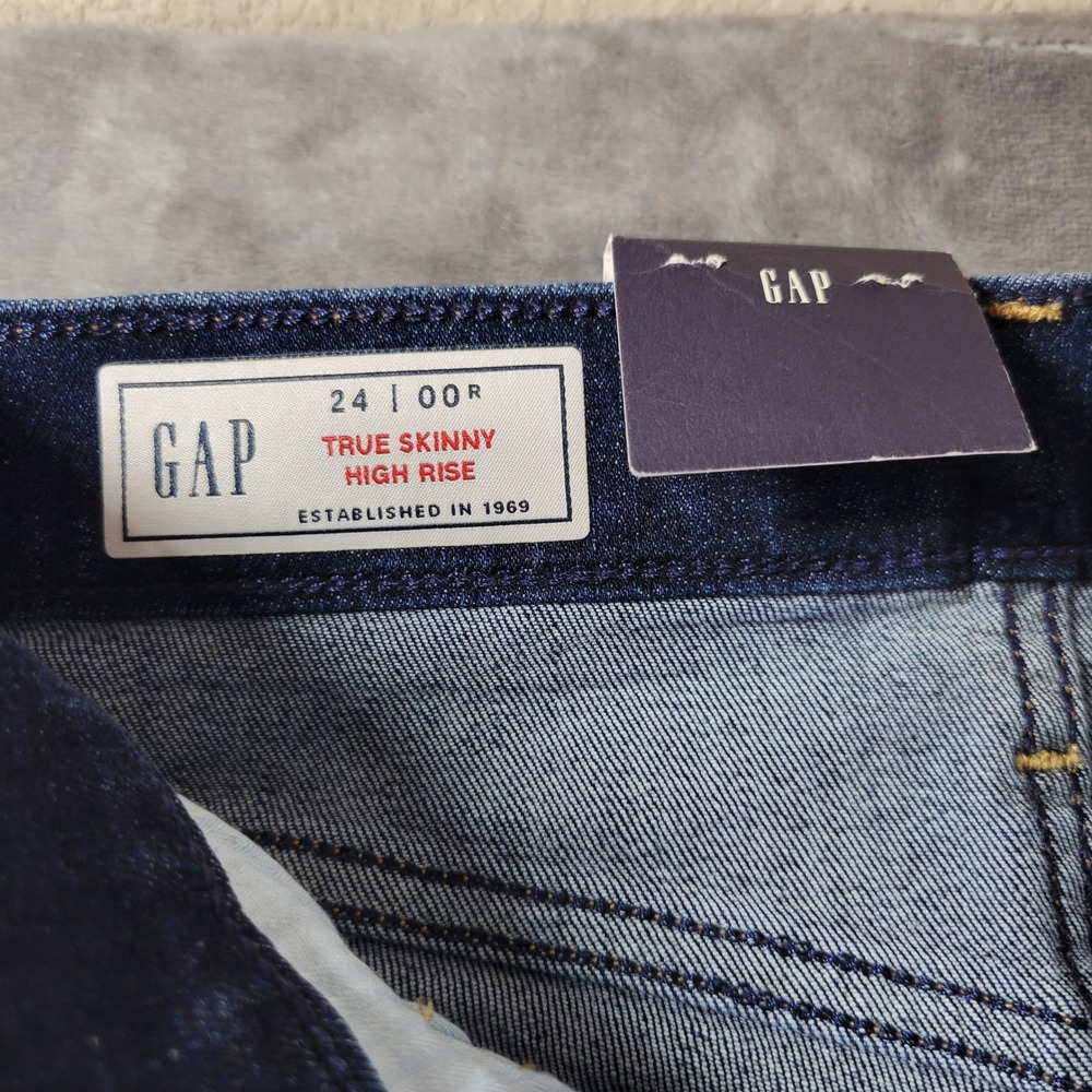 Gap True Skinny High Rise Jeans Dark Indigo Wash 24 00 Regular Everyday NEW - Picture 4 of 10